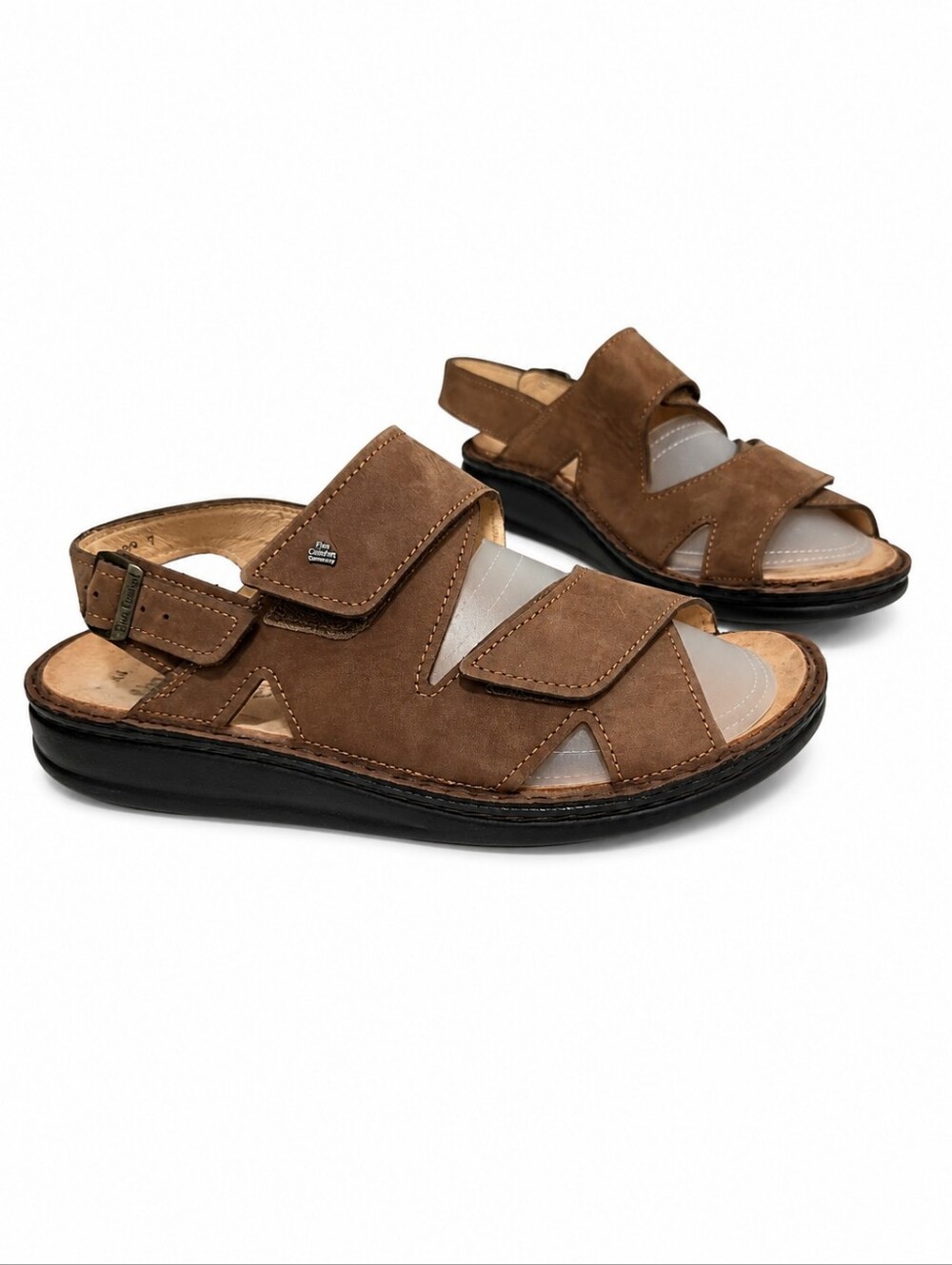 Finn Comfort Leather Comfort Sandals Brown Hook Loop Slingback Germany EU 44